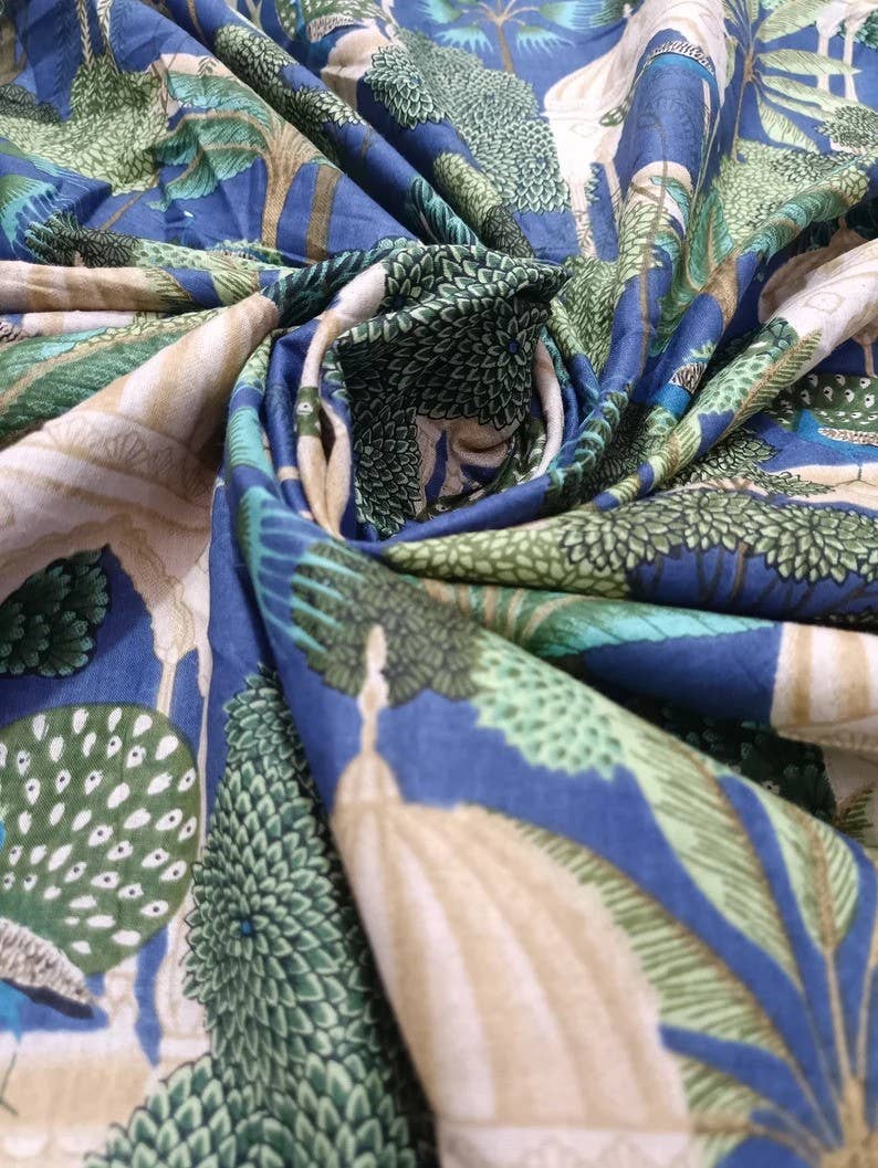 bhavnas boutique – Großhandel Textilfarbe – By The Yard Handbedruckter Baumwollstoff0