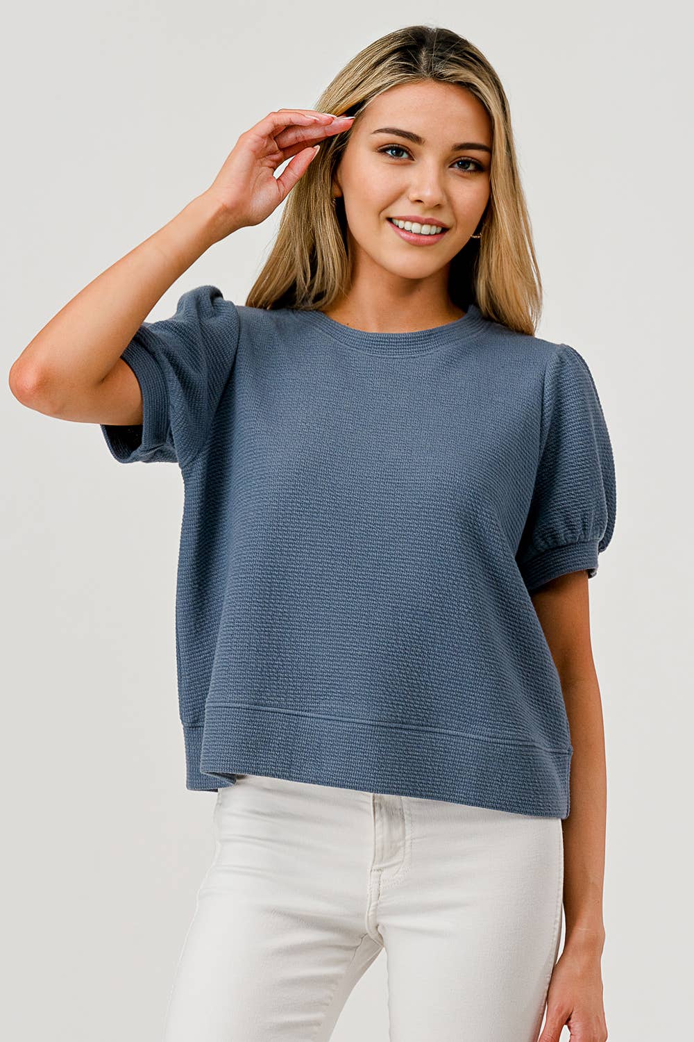 Tres Bien, Inc - Wholesale Knit Top - Women's - ROUND NECK PUFFY S/S CLOUDY KNIT TOP13