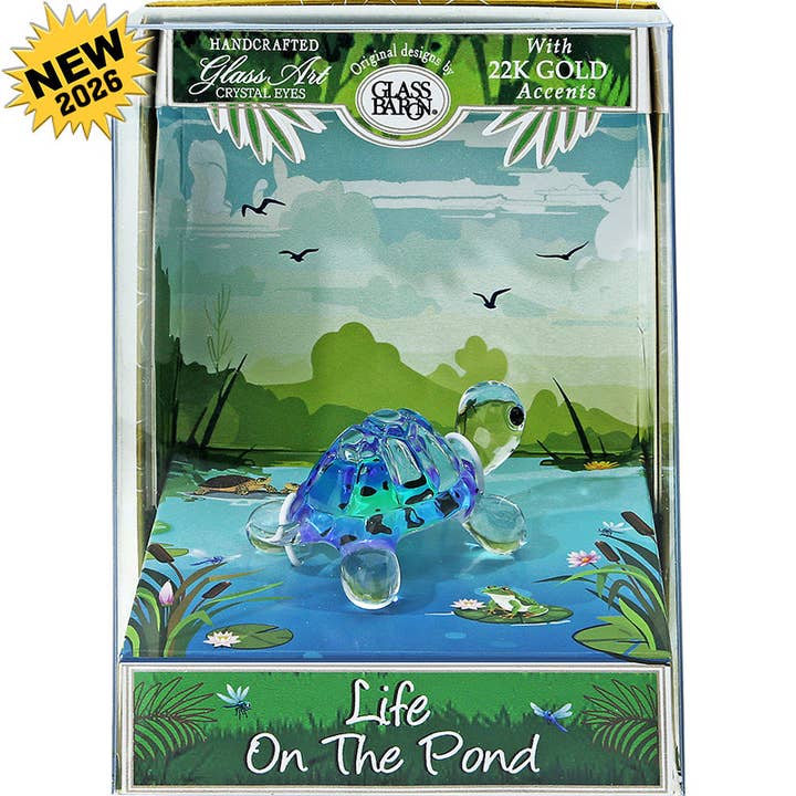 K2-S1 255-B: Blue Turtle, Life on the Pond for wholesale by Glass Baron