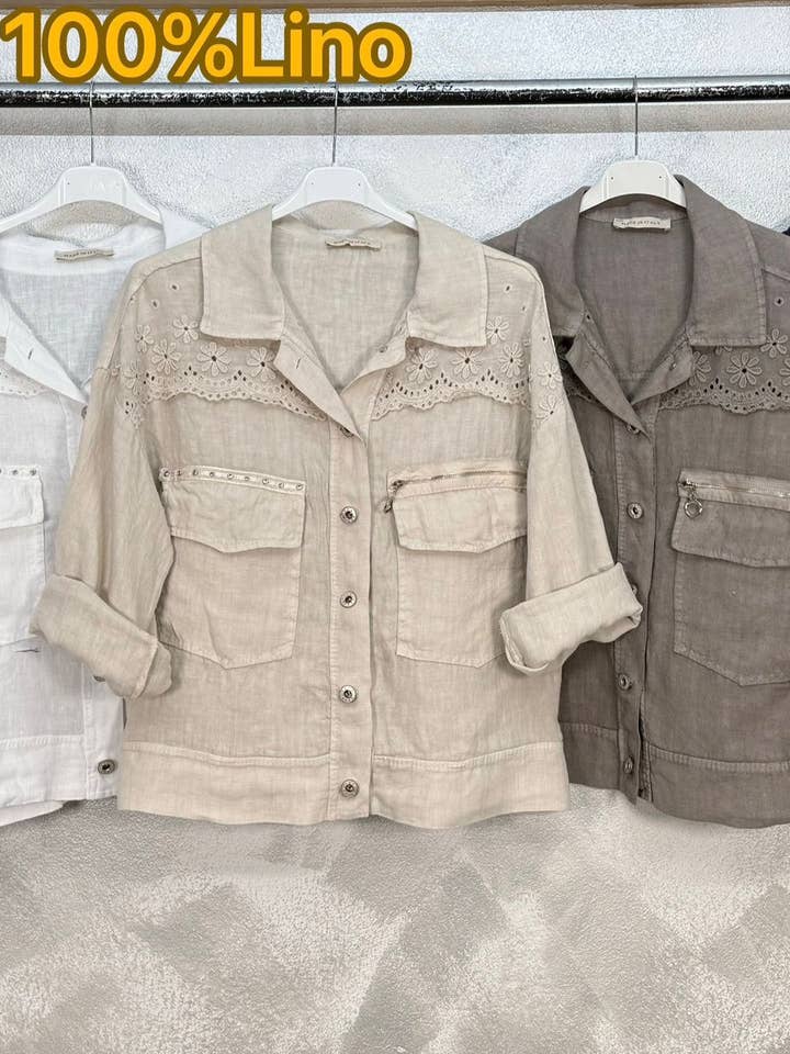 Veste en lin FC-45890 pour la vente par CENTO UNO ITALY