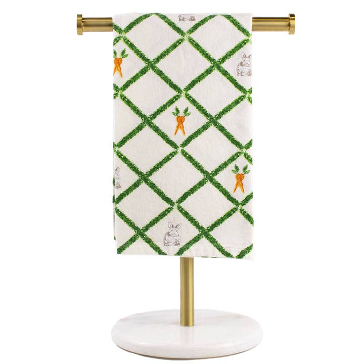 Boxwood Trellis Bunny Hand Towel Cream/Multi 20x28 for wholesale by The Royal Standard