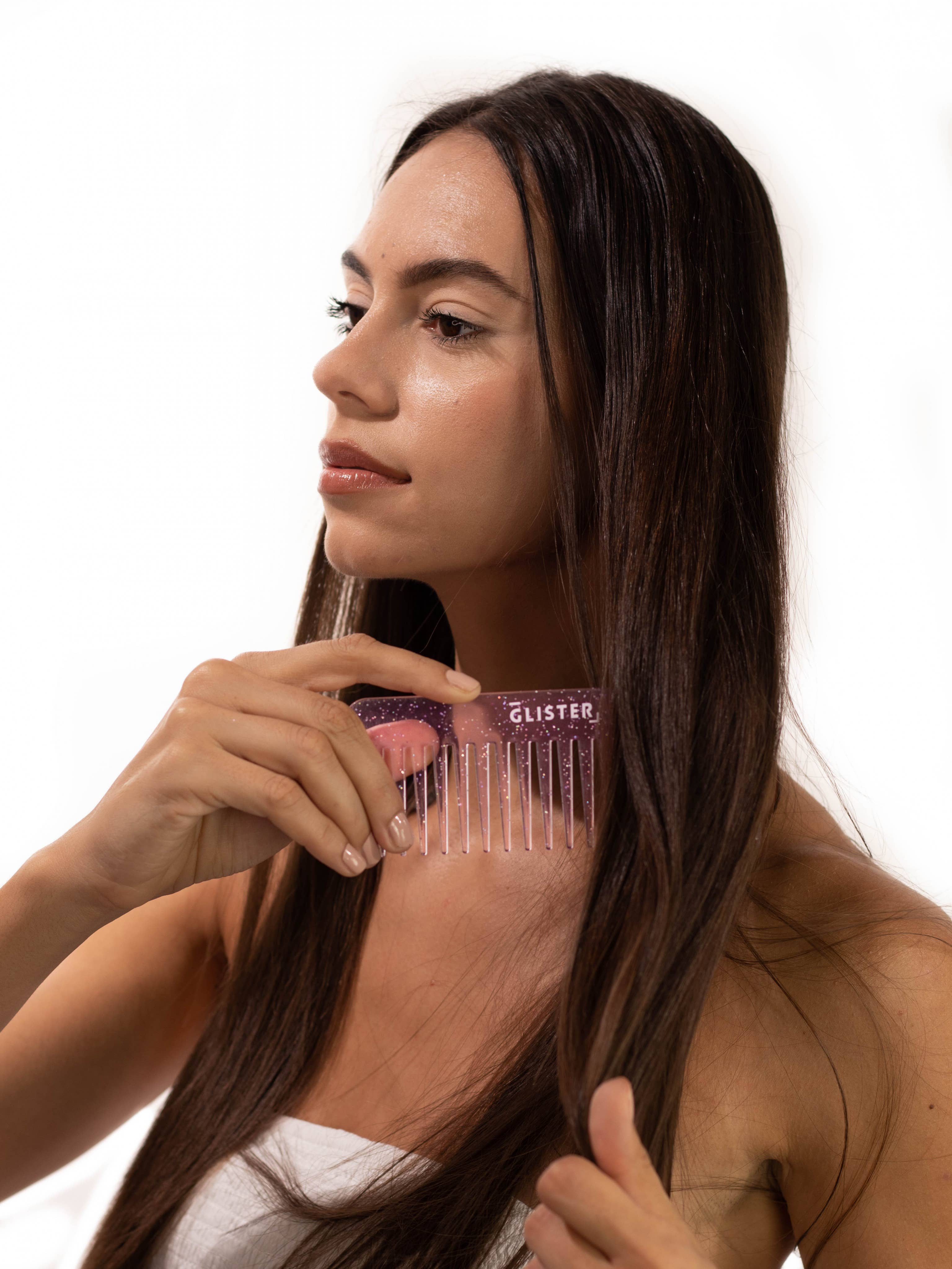 Glister - Wholesale Hair Brush/Comb - "Sparkle" Wide Tooth Detangling Comb | Glitter Finish21