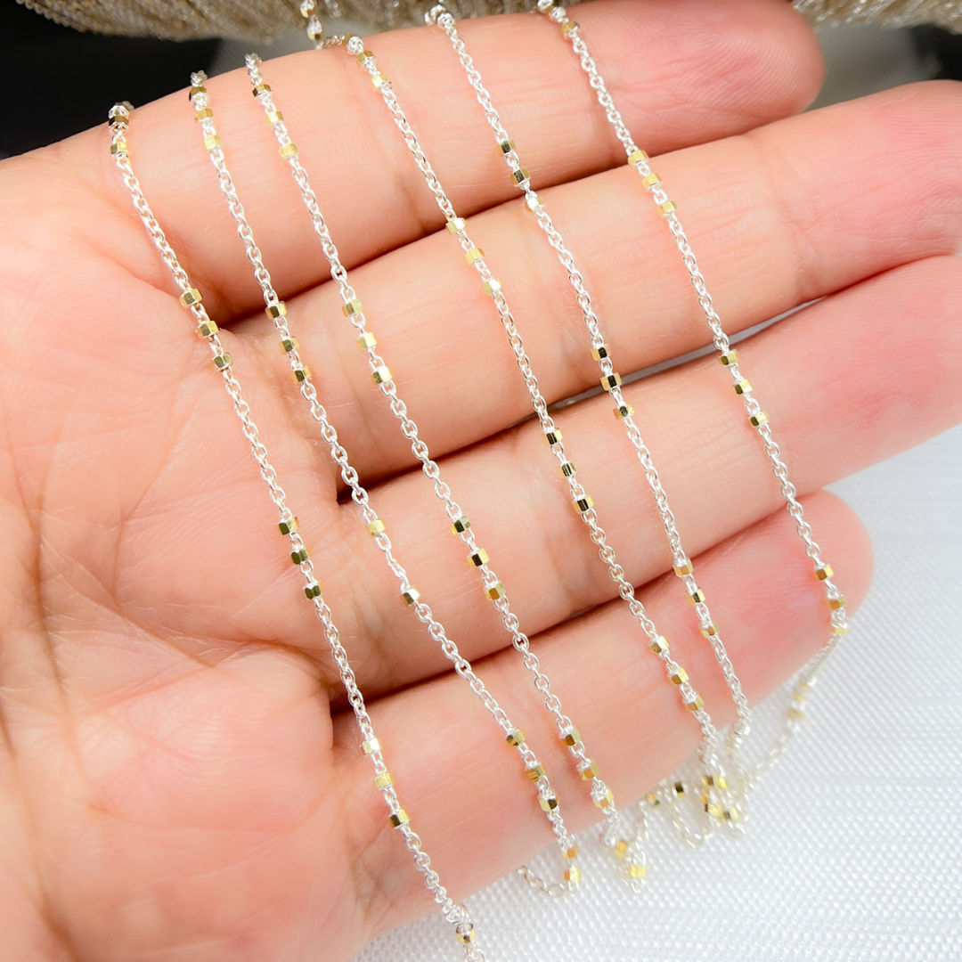 Tresor Jewelry Inc. - Wholesale Link & Chain Necklace - Z26GS2. 925 Sterling Silver Satellite Gold Plated 3 Cubes Chain3