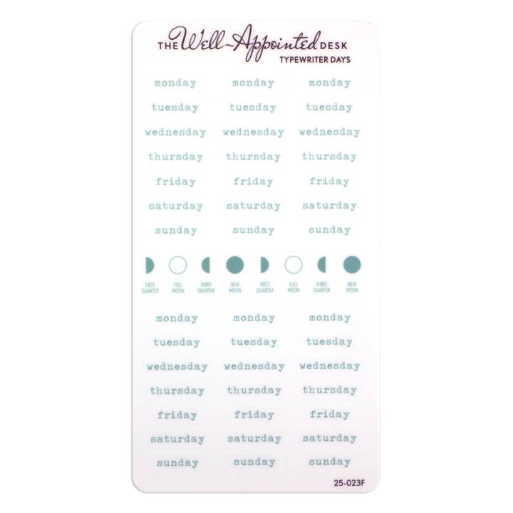 The Well-Appointed Desk - Wholesale Sticker - Typewriter Days Weekly Sticker Sheet (25-023) 6