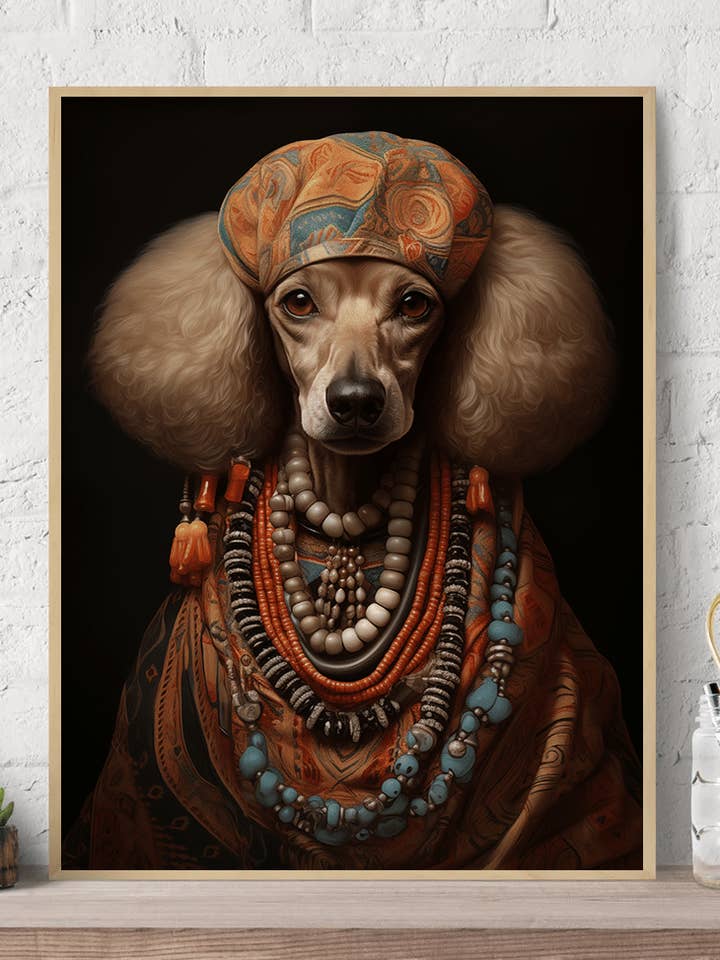 Poodle ilustração egípcia Tela Impressão artística na parede por atacado de Arttique - Artistry Canvas Prints