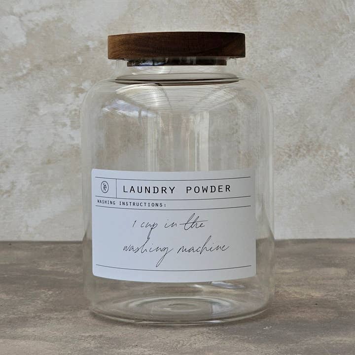 Laundry Glass Jar With Wooden Lid 2.0L - Klesvask for wholesale by So At Nature