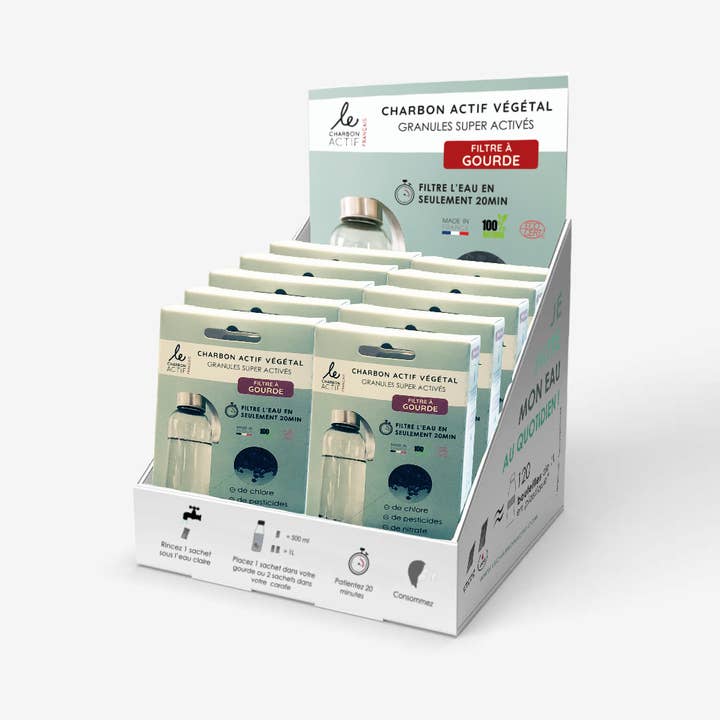 Ready to sell X 10 Pack of 4 100% natural bottle filters for wholesale by Le Charbon Actif Français