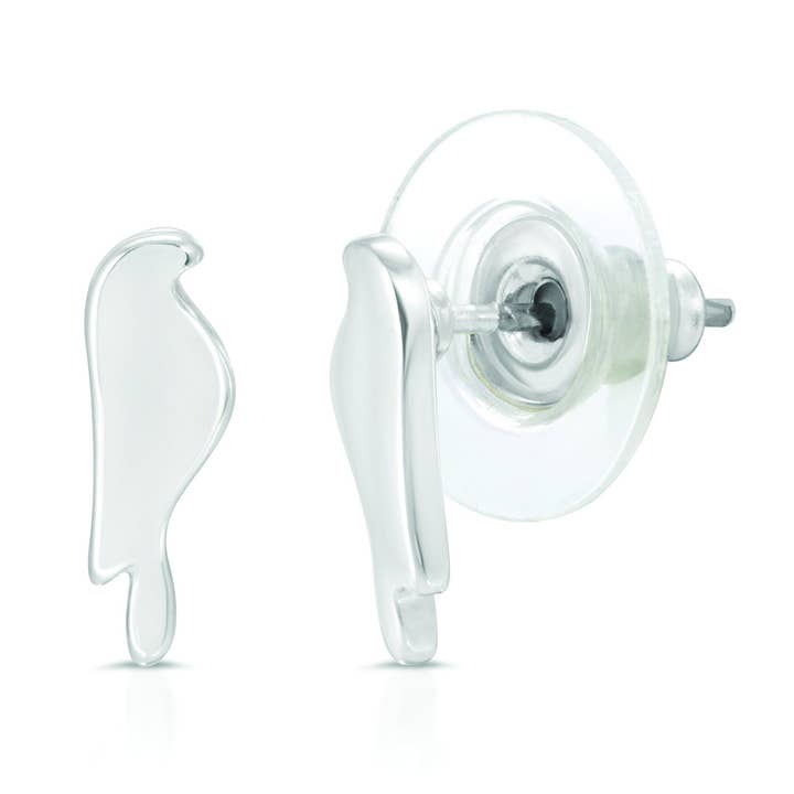 Lucky Feather - Wholesale Stud/Post Earrings - New Moon Silver Earrings - TROUBLES FLY/BIRD2