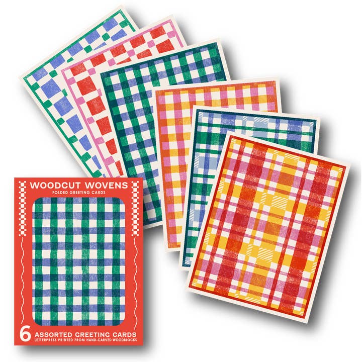 Heartell Press - Wholesale Stationery/Notecard Set - Woodcut Wovens Assorted Letterpress Cards Set