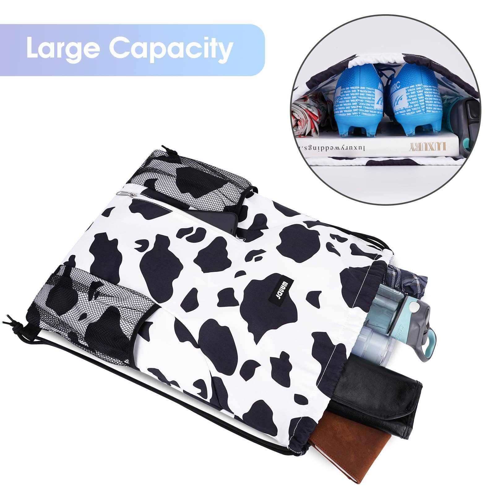 wandf - Vente Sac à cordon de serrage – unisexe - Sac à dos à cordon WF6038 Sports Gym avec poches en maille17