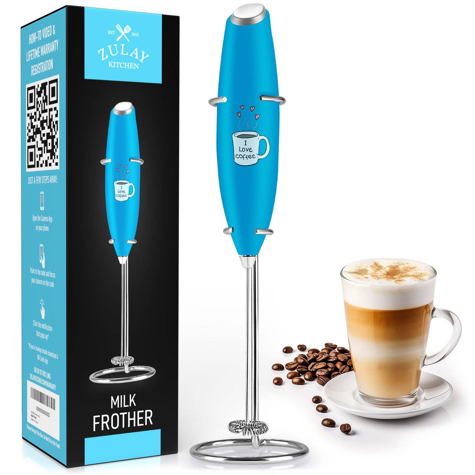 Zulay Kitchen - Wholesale Kitchen Tool/Gadget - Powerful Handheld Milk Frother - With Stand1