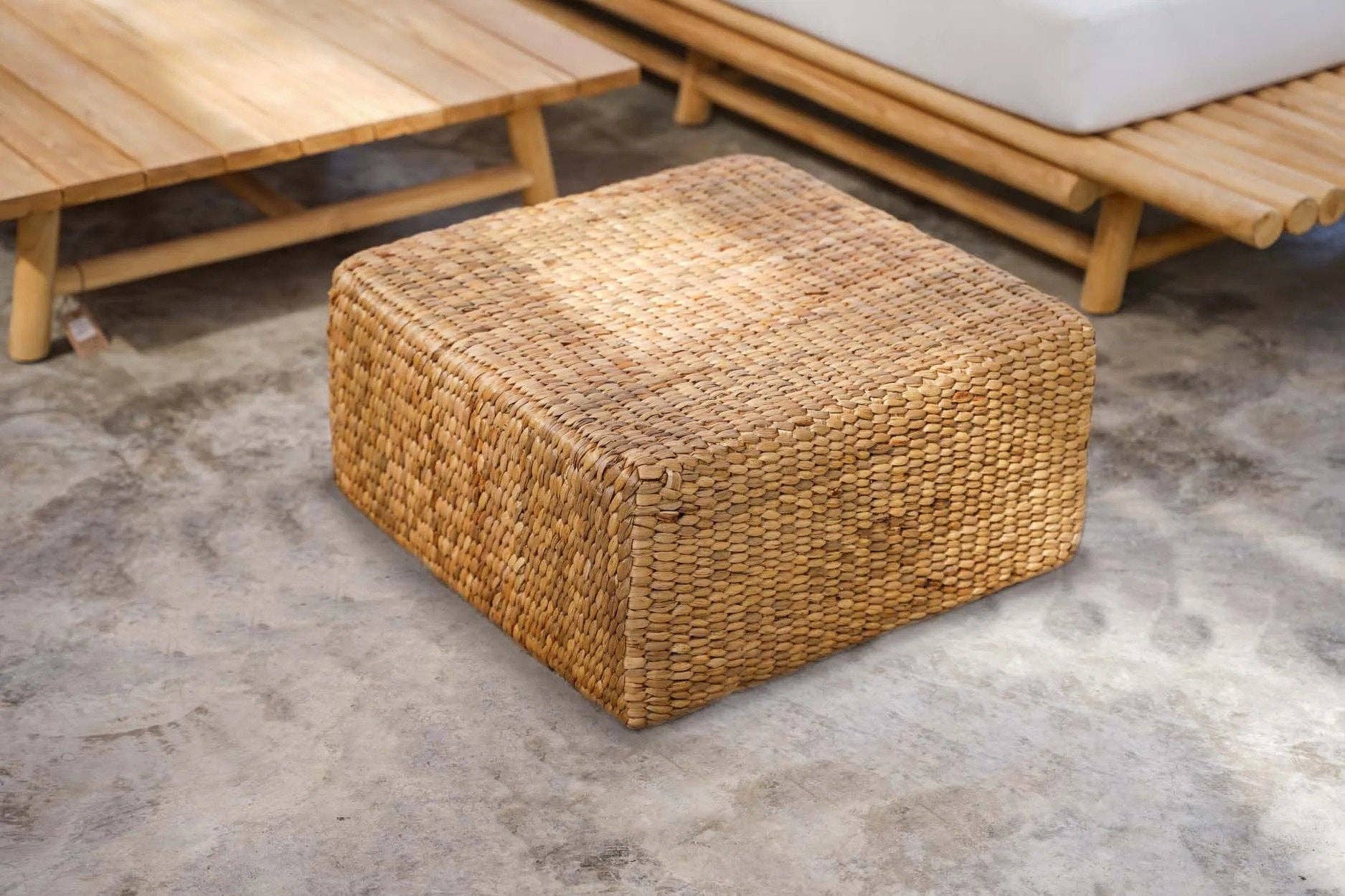 Bazar Bizar Living - Wholesale Pouf - The Hyacinth Pouffe Square - Natural - M6
