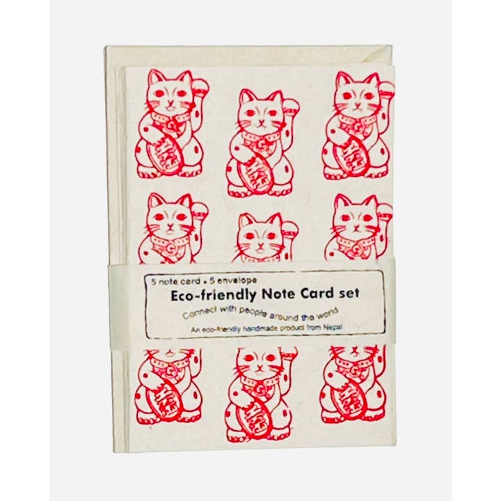 Giftsland - Vendita all'ingrosso Set di cartoleria/cancelleria - Stat A2 Gatto fortunato, rosso, set 5