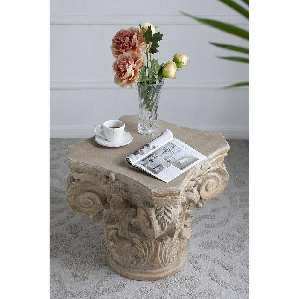 A&B Home Group Inc. - Wholesale Side Table - 18x18x18.5" Roman Cream Column Cap Pedestal, Large1