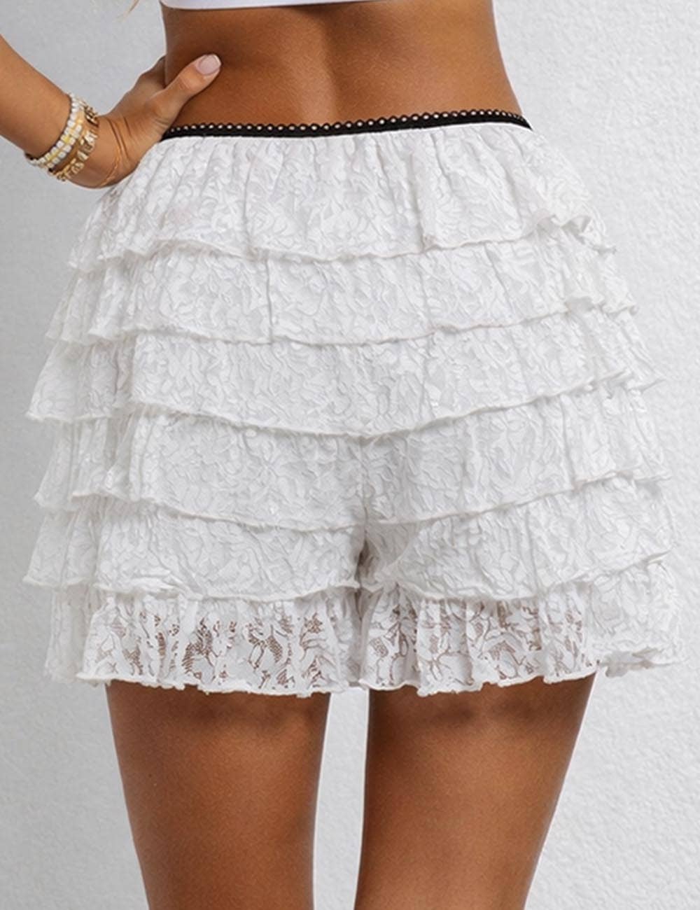 Sweetkama - Vente Short – femme - Short en dentelle florale pour femmes avec taille élastique SKS413083