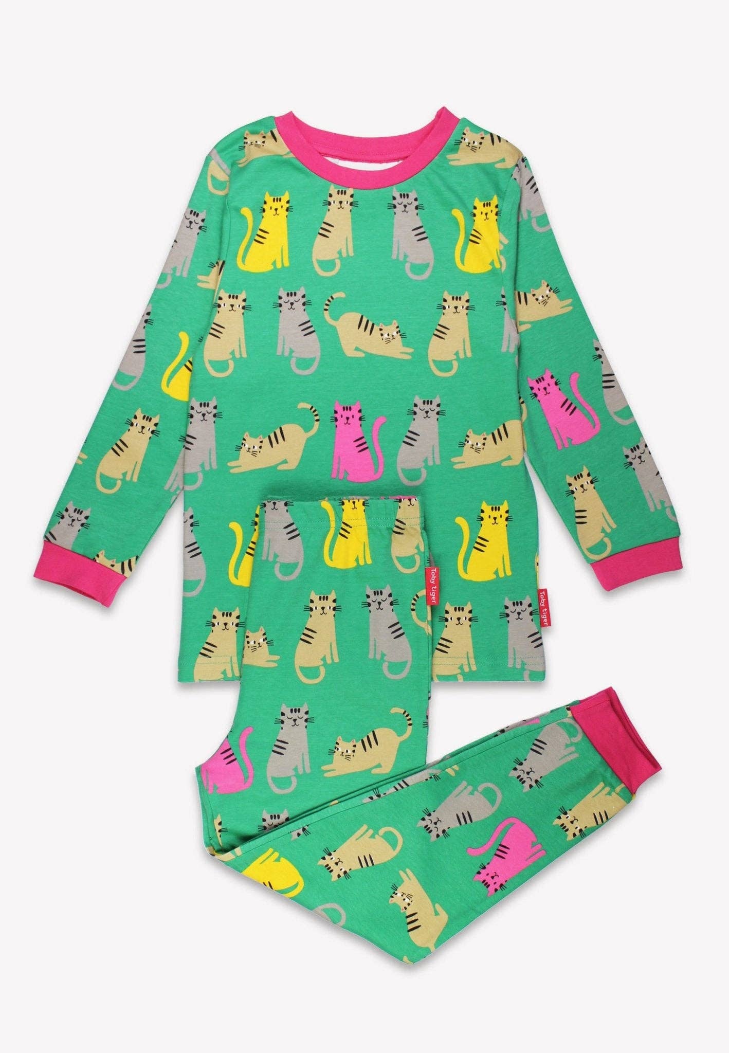 Toby Tiger – wholesale Sleepwear set – Kids – Organic Kitten Print Pyjamas0