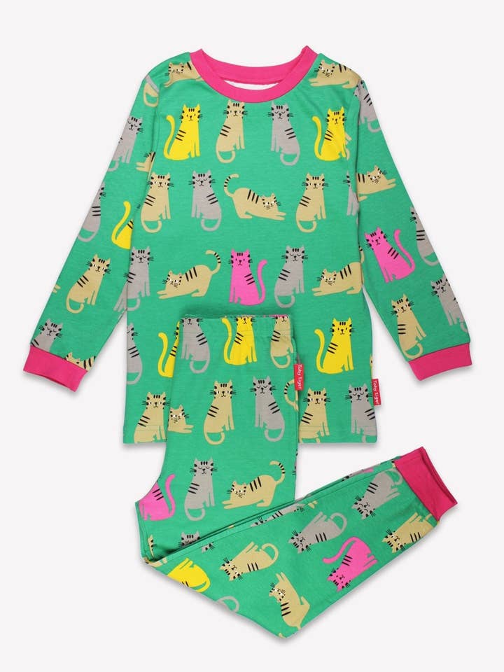 Organic Kitten Print Pyjamas for wholesale by Toby Tiger