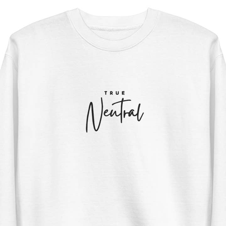 Felpa girocollo ricamata True Neutral Dungeons and Dragons per la vendita all'ingrosso da parte di EBONWOOD