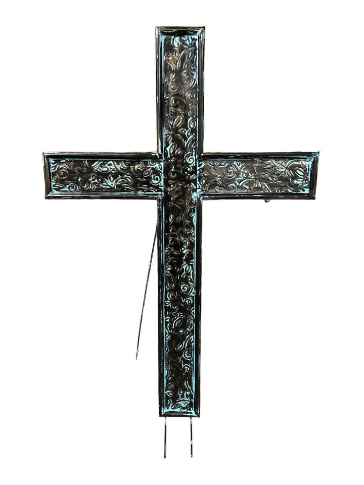 43" Geprägtes Metallkreuz mit Staffelei, Braun für den Großhandel von Tremont Floral Supplies