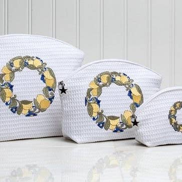 Jacaranda Living - Wholesale Makeup/Cosmetic Bag - Cosmetic Bag (Medium) - White Waffle Weave, Embroidered2