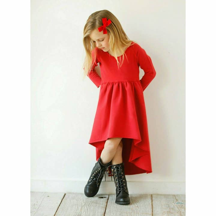 Organic Giselle Dress Long Sleeve Red for wholesale by Be Mi Los Angeles
