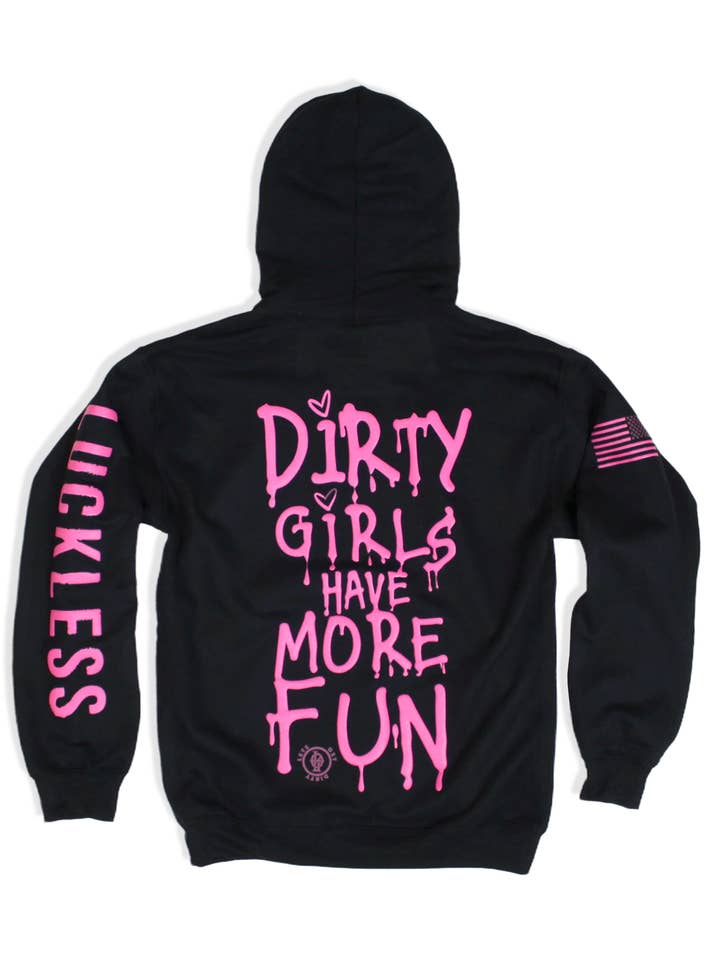 Dirty Girls Have More Fun | Hoodie Pink for wholesale by Luckless Outfitters
