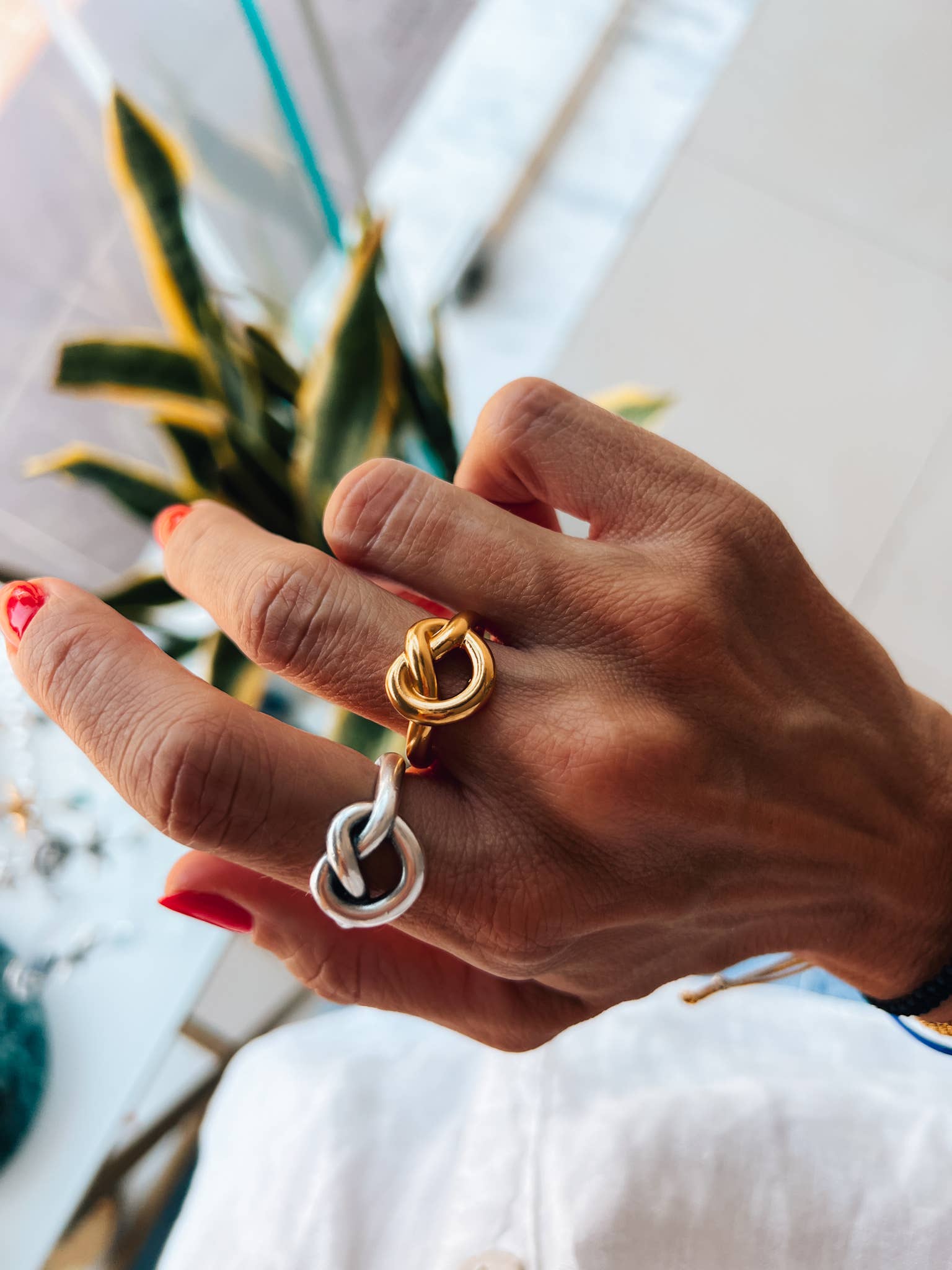 Goupi - Wholesale Band/Stacked Ring - Knot shape rings in gold and silver1