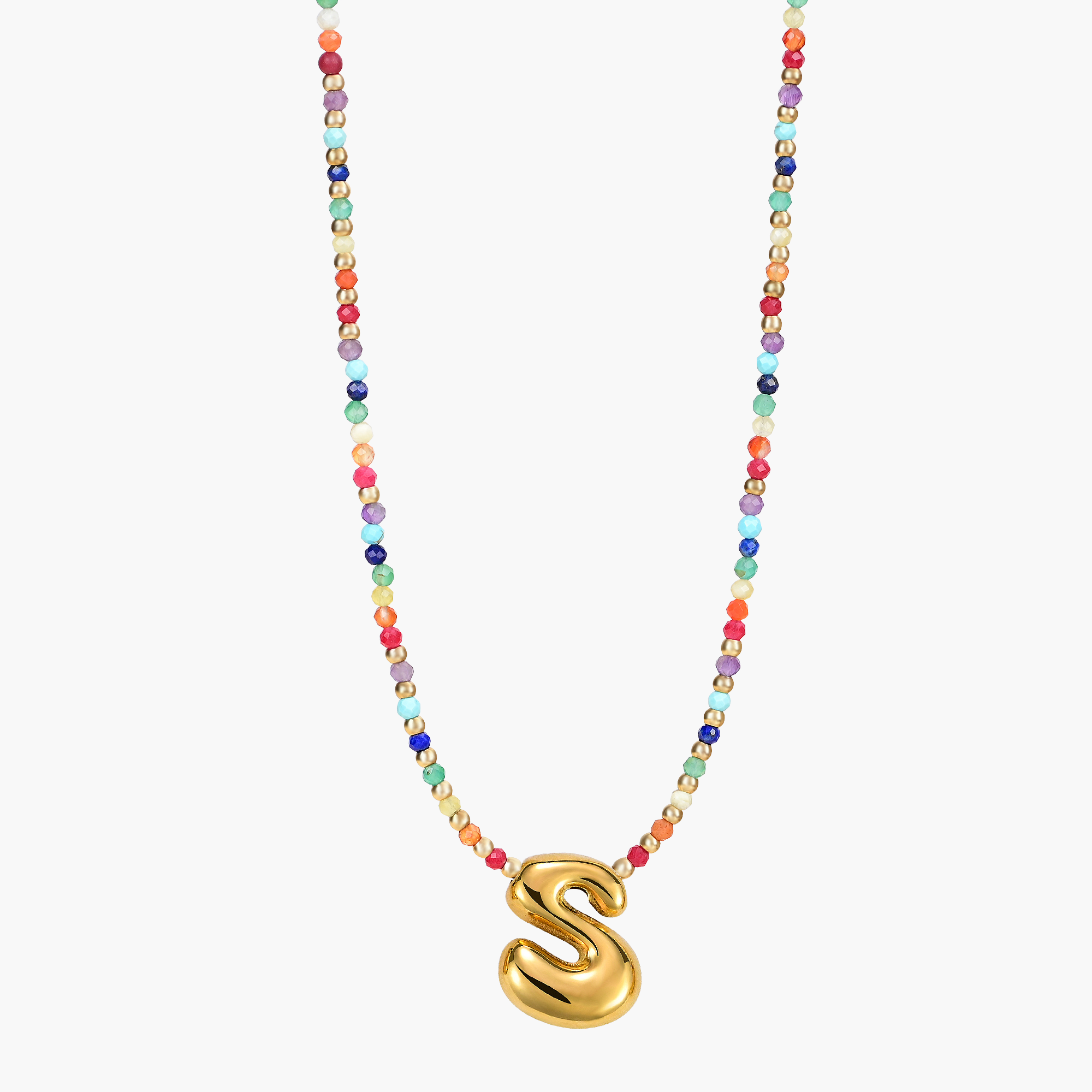 Cape Diablo – wholesale Pendant/charm necklace – Rainbow Bubble Letter Initial Necklace for Valentine's25