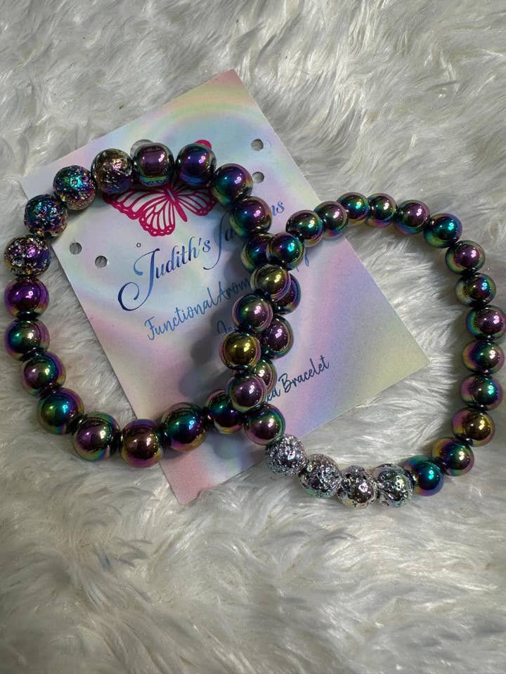 Rainbow Color Essential Oil Diffuser /Aromatherapy bracelet /Handmade for wholesale by Judith's Fashion