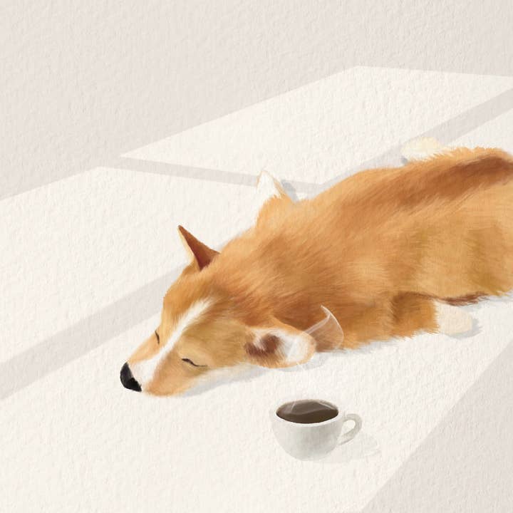 Pawssionate Art - Wholesale Art Print - Always Tired Corgi Art Print3