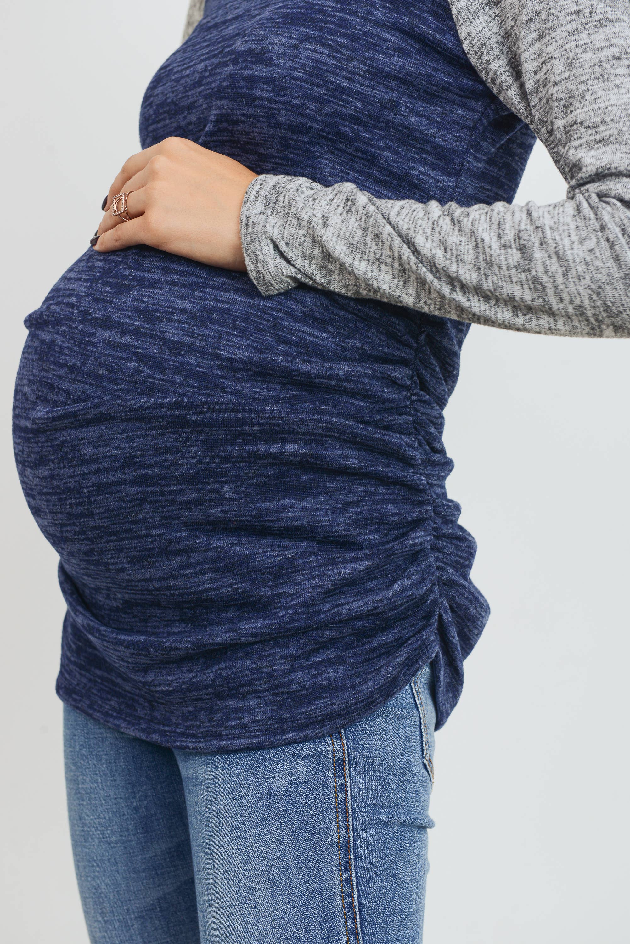 Hello Miz - Venta al por mayor Camiseta corta - Jersey color block jersey tejido maternidad15