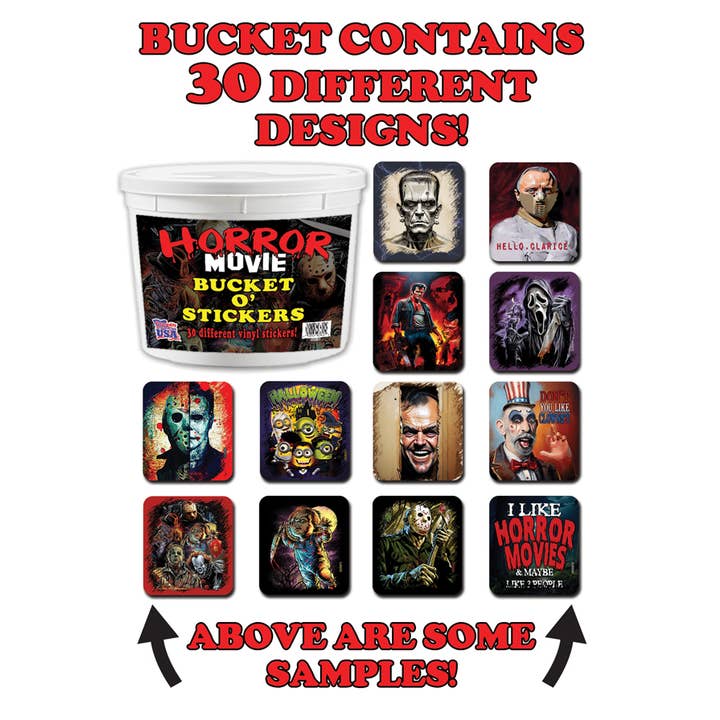 SJT Enterprises, Inc. - Wholesale Sticker - Horror Movie characters collage (Jason, Freddy, Chuckie, etc2