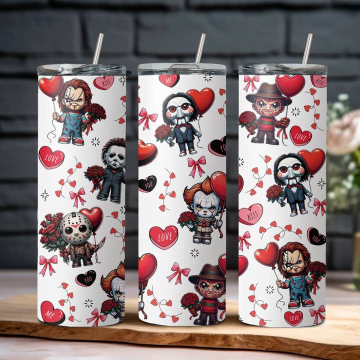 Horror Heart Balloons Tumbler for wholesale by Wicked Flower Creations