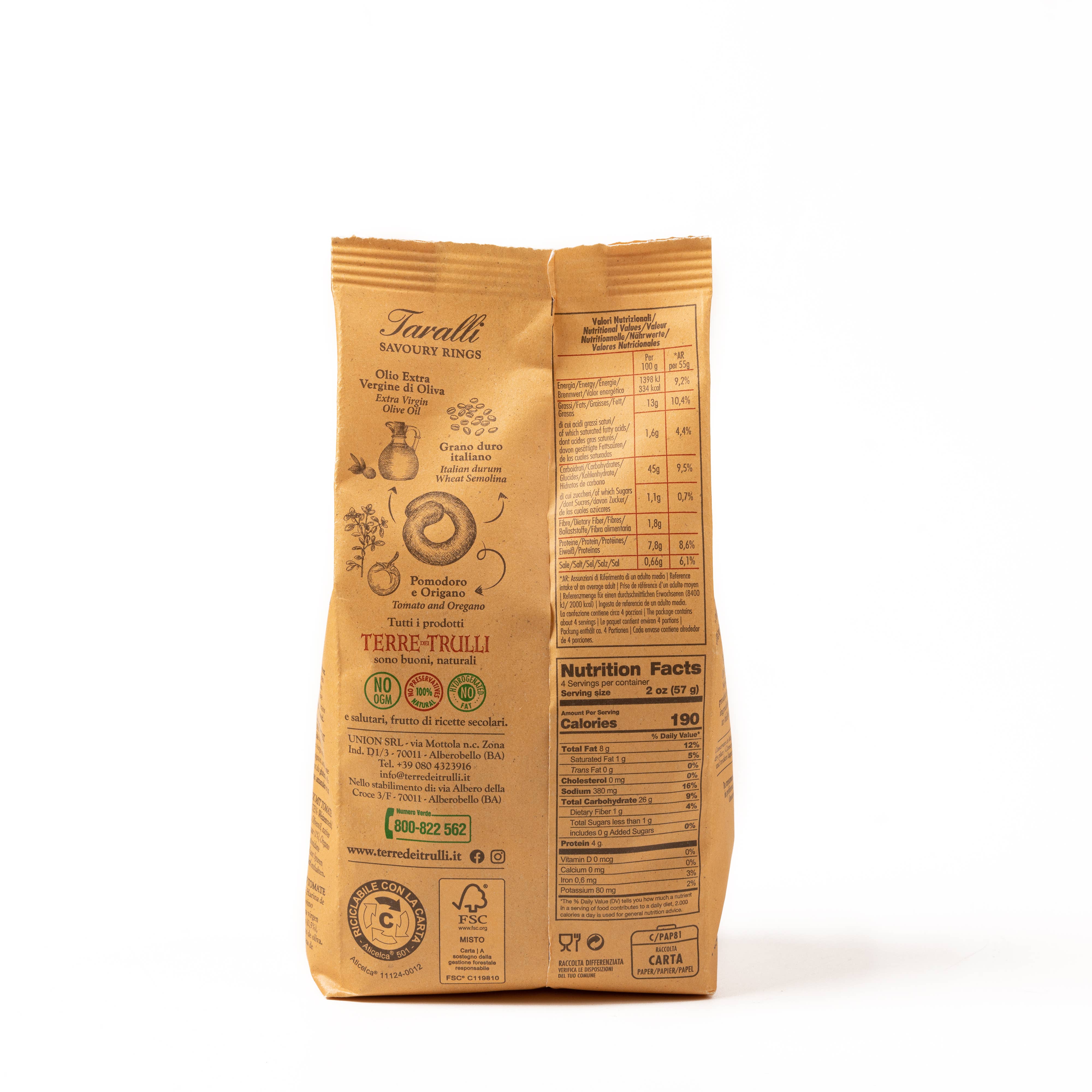 Terre dei Trulli – Großhandel Cracker – Pugliesi Taralli mit Tomate und Oregano 250 g – Hergestellt in Italien3