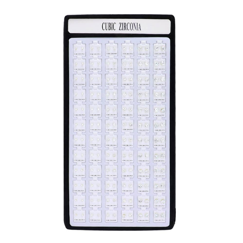 Sensibling Corp. - Wholesale Stud/Post Earrings - 72PAIRS - Round CZ Stone Stud Earrings
4