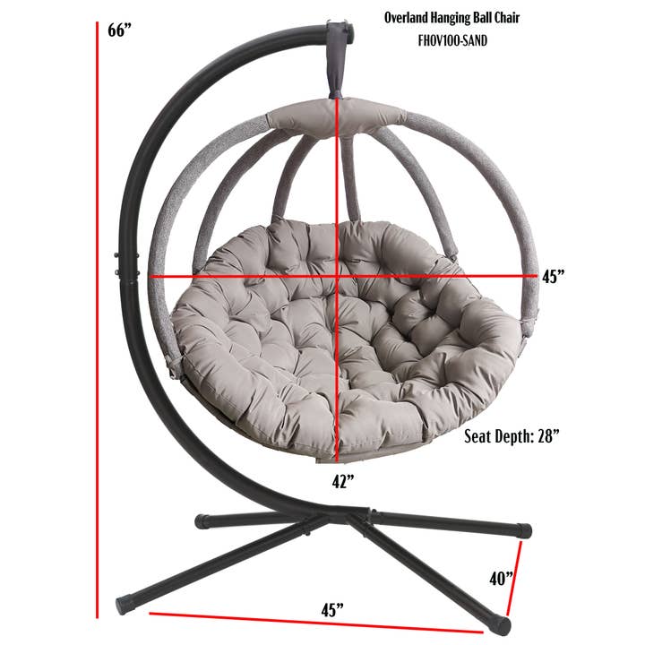 FlowerHouse - Wholesale Chair - Hanging Ball Chair w/ Stand - Overland Sand