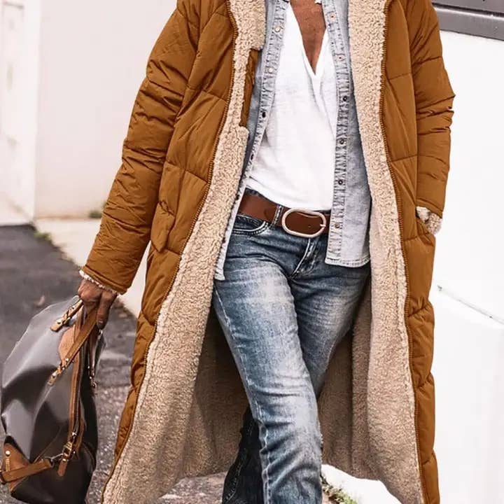 Katinki - Wholesale Coat - Women's - Long Hooded Puffer Coat with Quilted Design13