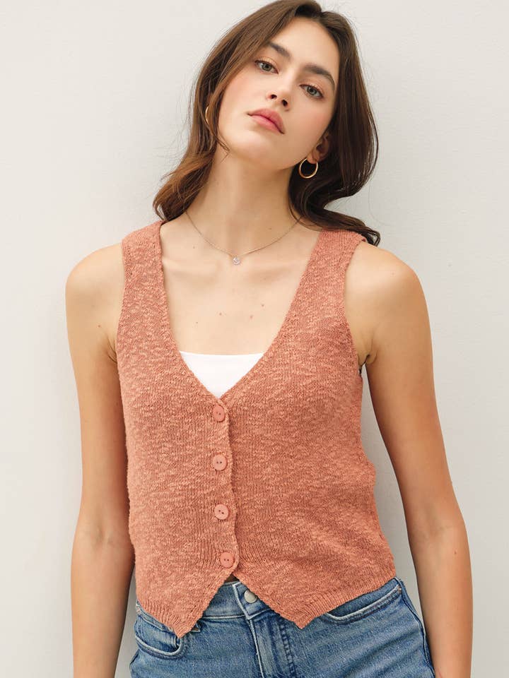 GILET CLASSIQUE EN COTON SLUB AVEC BOUTONS pour la vente par Be Cool