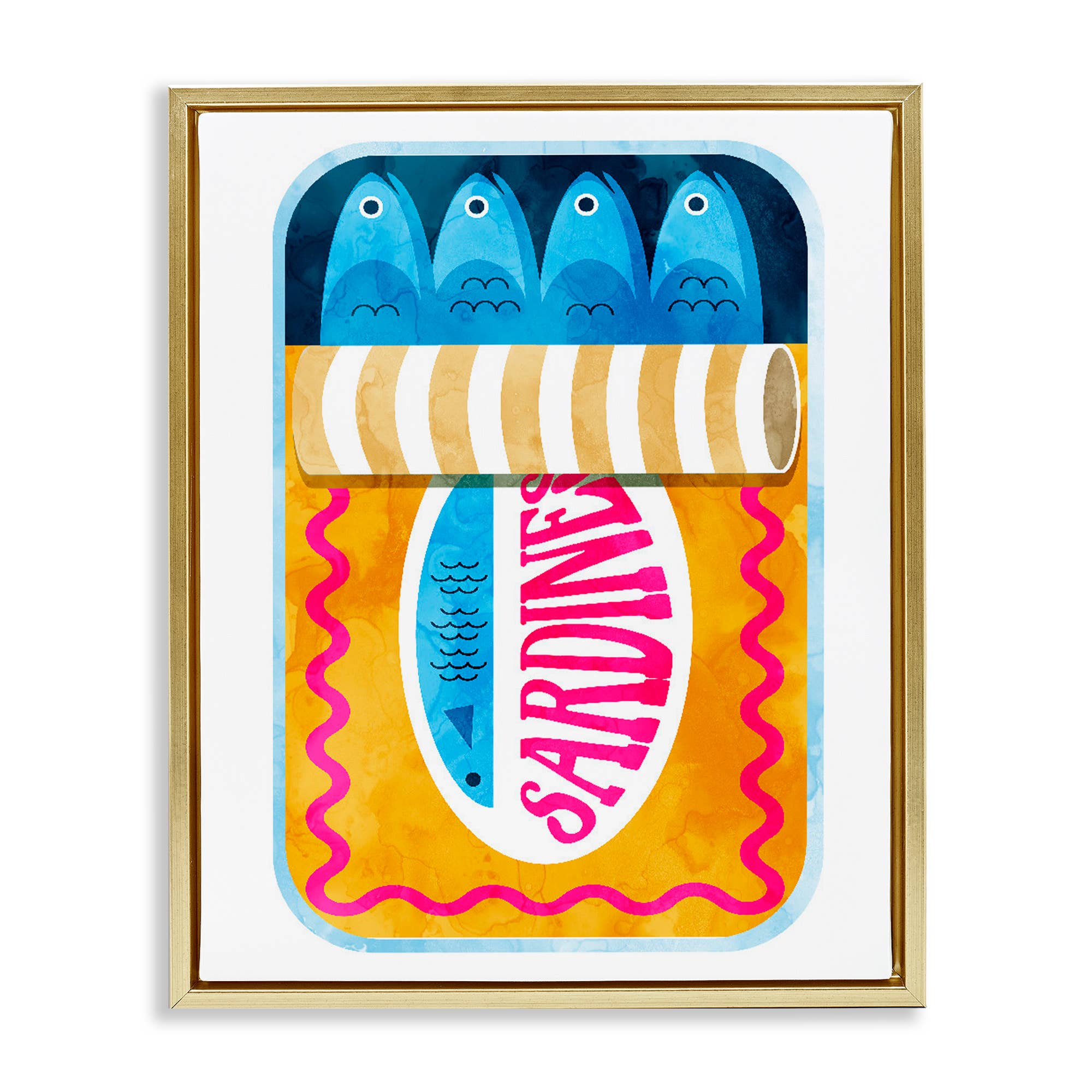 Stupell Industries – wholesale Väggskylt – Blå & Orange Konserverade Sardiner - Inramad Väggkonst24