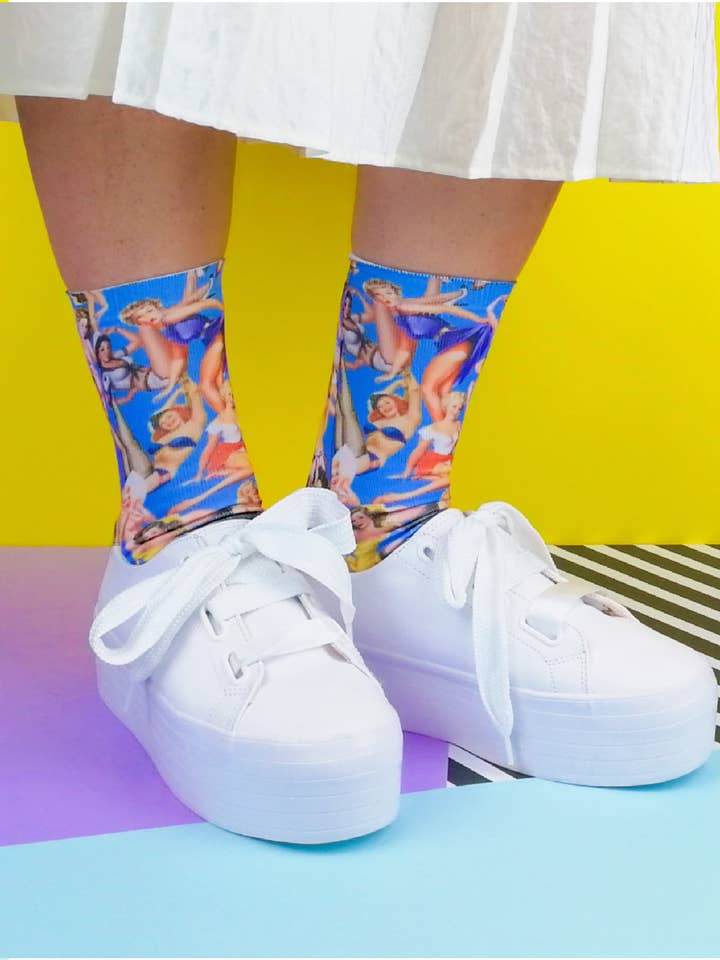 Pin Up Blue Socks for wholesale by SWEET PARIPE