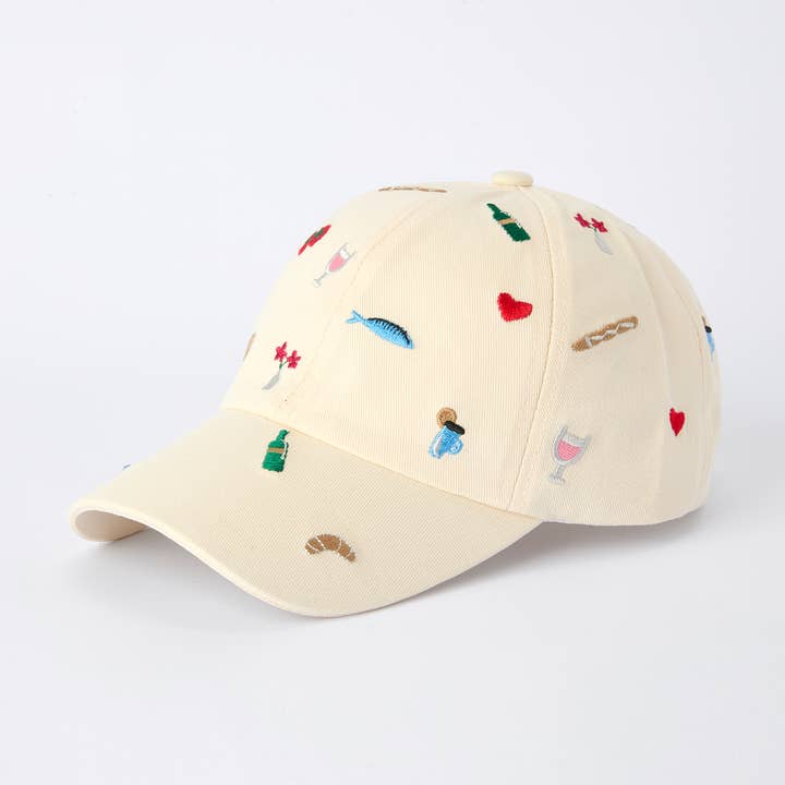 Cute Floral Heart Tomato Embroidered Baseball Cap for wholesale by Sparkling Extras