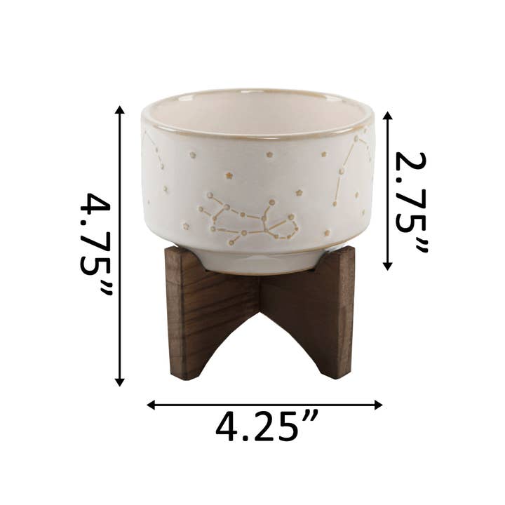 Flora Bunda Inc - Wholesale Plant Pot - Constellation Ceramic Mini Pot on Wood Stand – 4.75”1