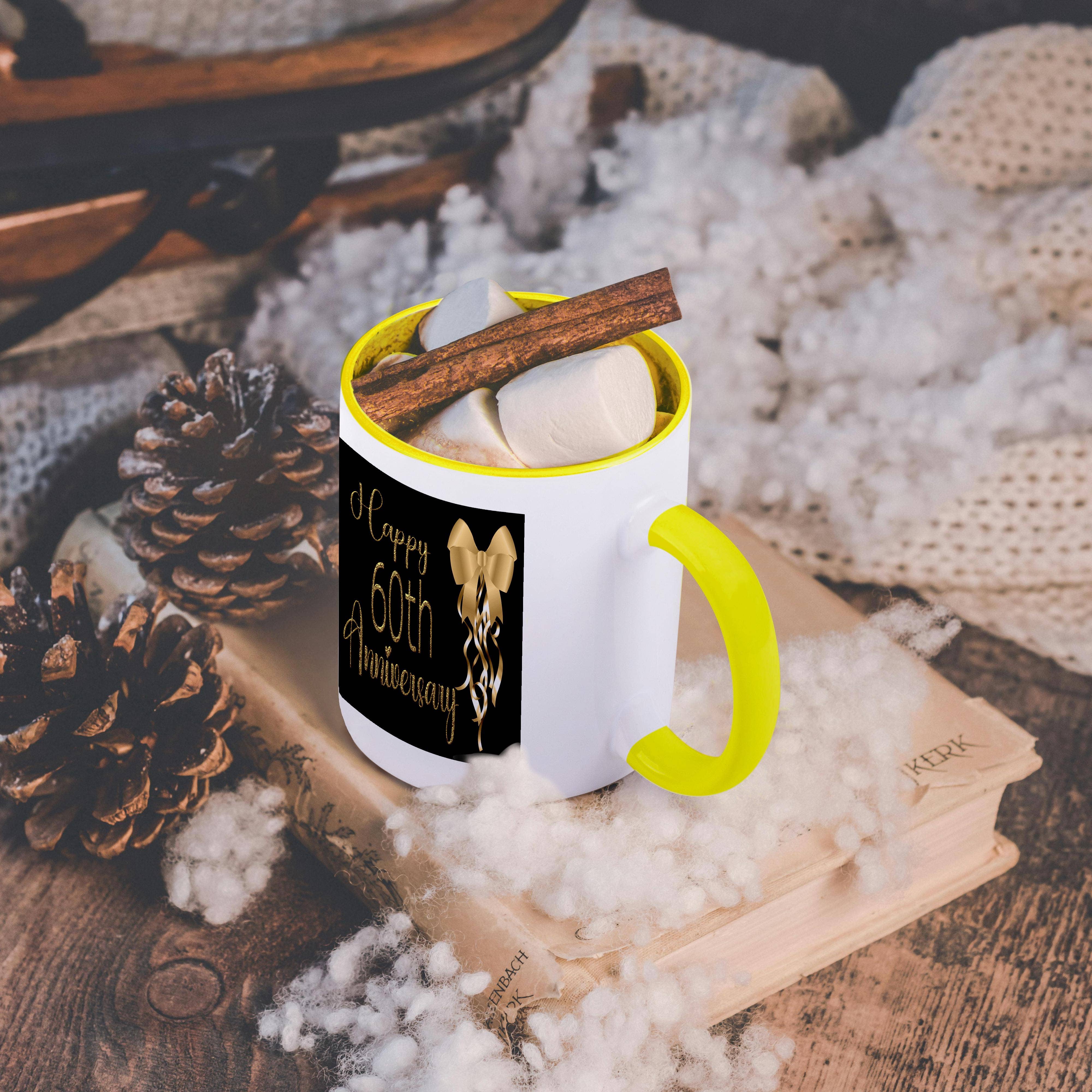 3dRose - Wholesale Coffee Mug - 3dRose, Happy 60th Anniversary Image Of Gold Bow and Ribbons, Mug5