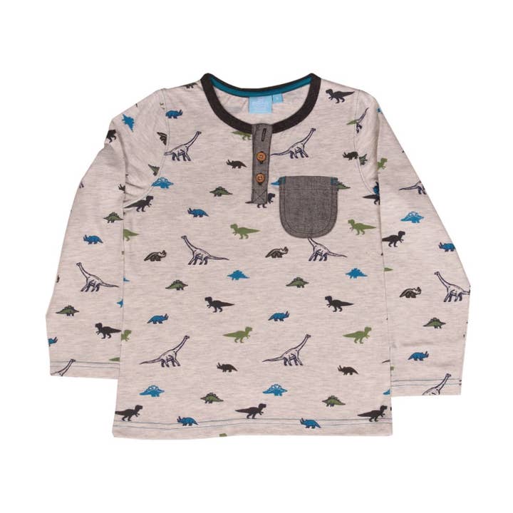 Dino Print Henley - Criança por atacado de Bear Camp