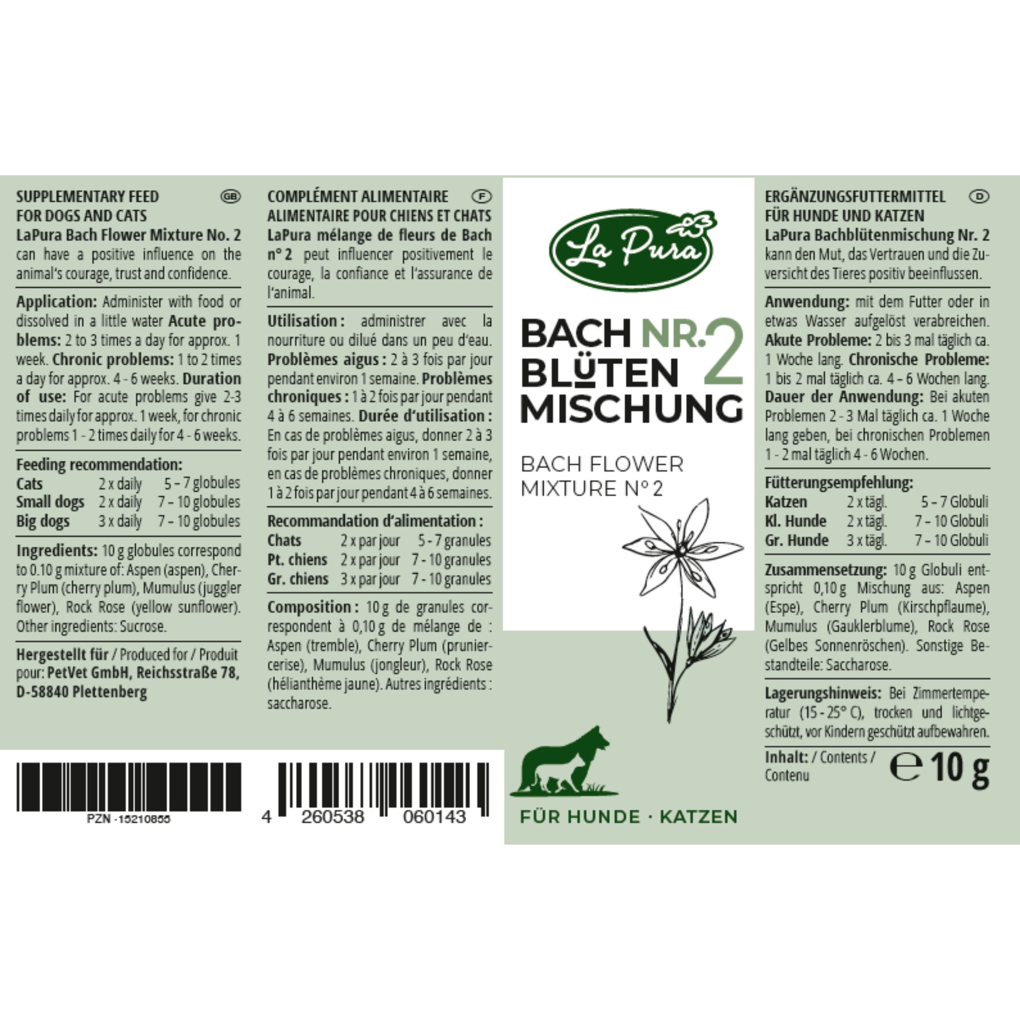 Kauartikel.com GmbH - Wholesale Pet Supplement - Cat/Dog - LaPura Bach flowers No. 2 (approx. 1,200 globules)4