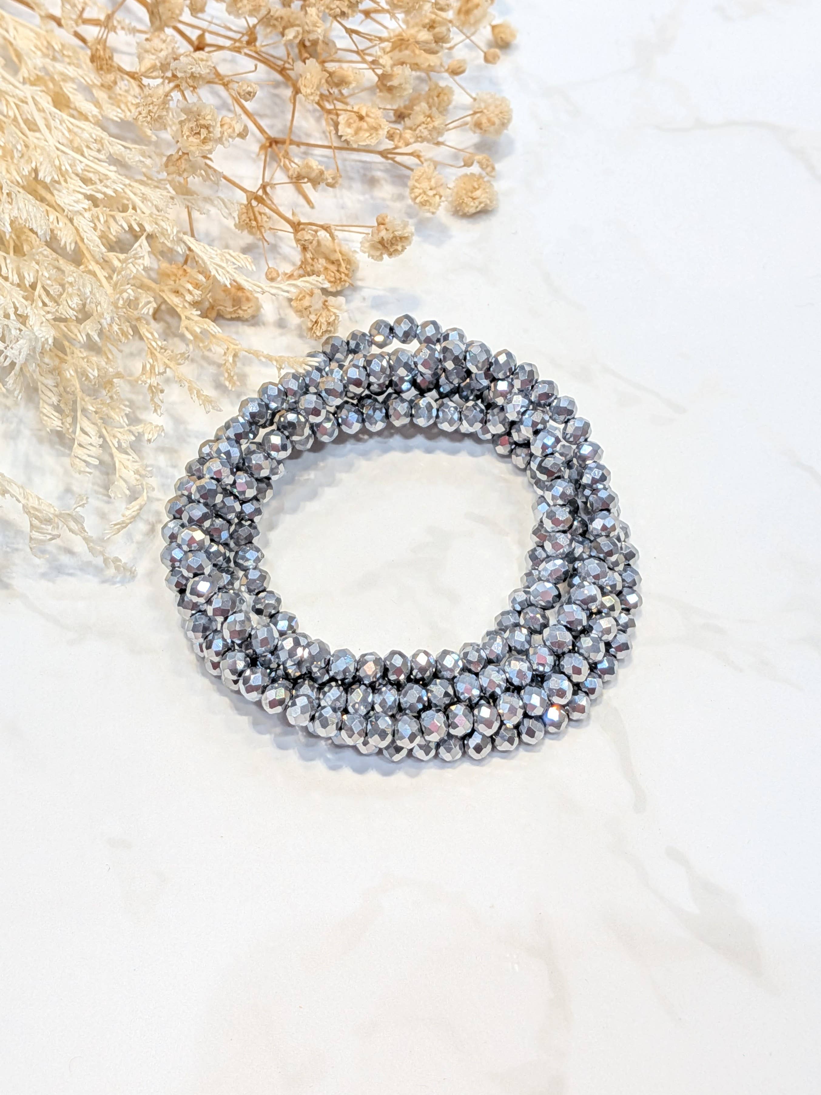 LOLO & YAYA - Vente Bracelets maillon et chaîne - Bracelet élastique Crystal opaque multi tours2