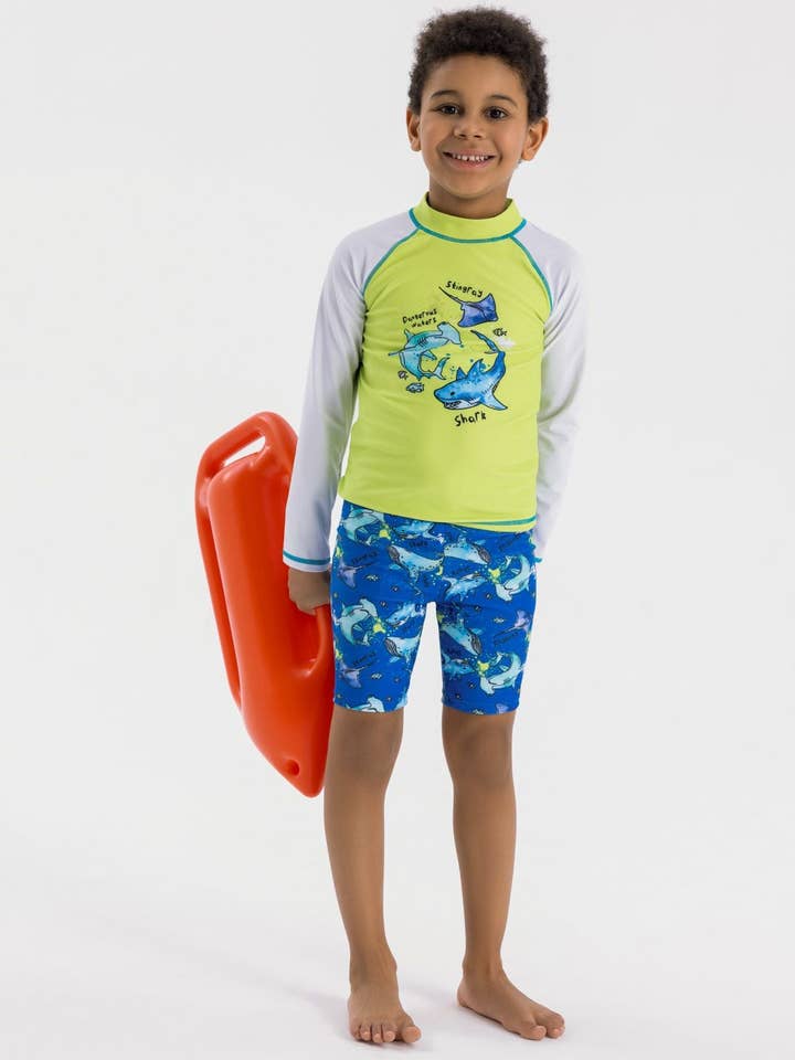 Jongens zwemsset uitslagtop met rits aan de achterkant groen 9m-8j voor wholesale door Minoti sp. z o.o.