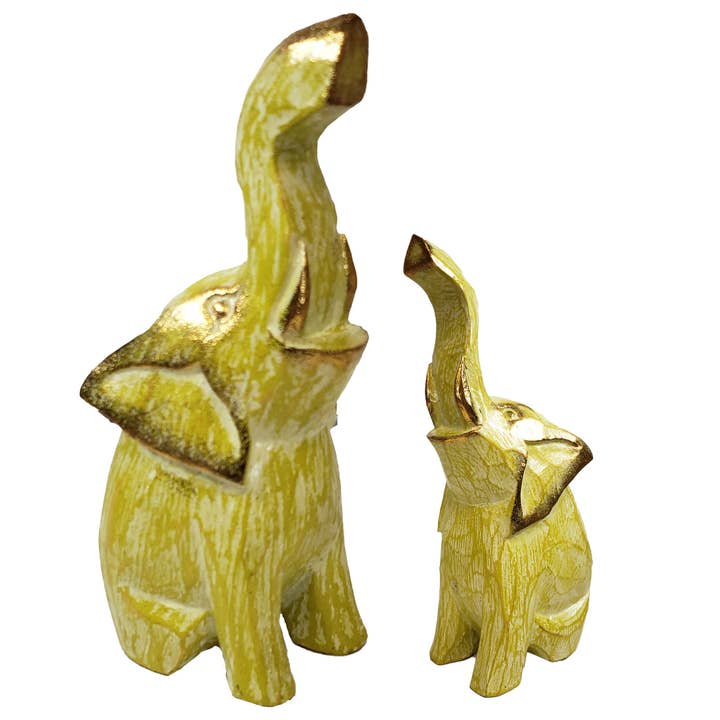 Handgeschnitzte und bemalte Holz-Elefantenstatue #3 für den Großhandel von Stoneage Arts Inc