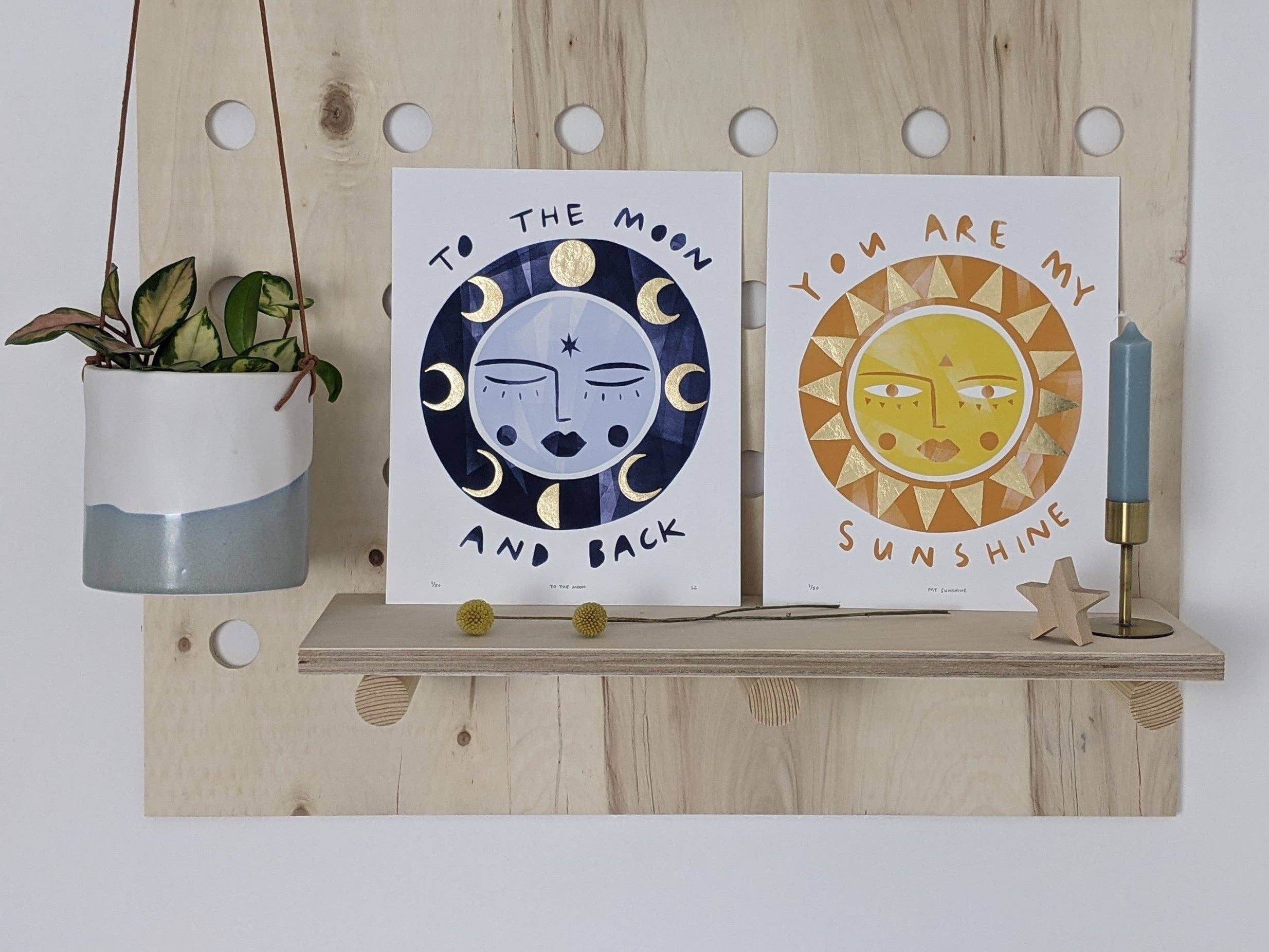 Slow Sunday - Wholesale Art Print - ‘To The Moon And Back’ Hand Embellished Gold Leaf Moon Limited Edition Fine Art Print5