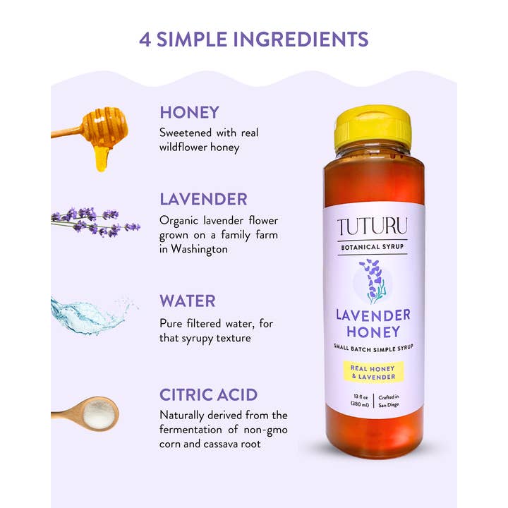 Tuturu Botanical Coffee - Wholesale Cocktail Mix/Syrup - Lavender Honey Simple Syrup For Coffee & Cocktails